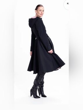 NWOT Rainsisters raincoat size xl fit and flare black with ash pink lining